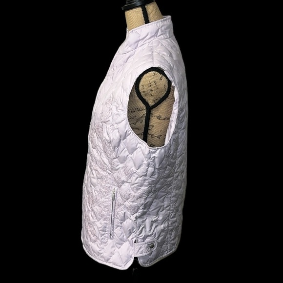 Eddie Bauer Lavender quilted embroidered vest - with Goose down fill. - Picture 4 of 7
